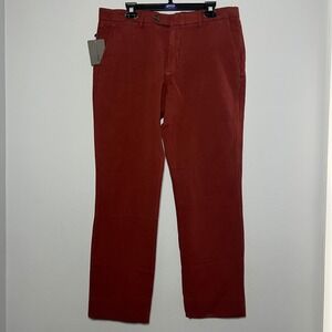 Spier & Mackay Mens Burgundy Cotton Linen Garment Dyed Chinos 36 Contemporary